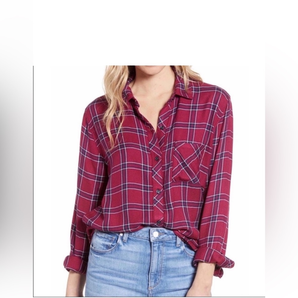 Rails Hunter Plaid Merlot Navy Button Up Shirt
XXL